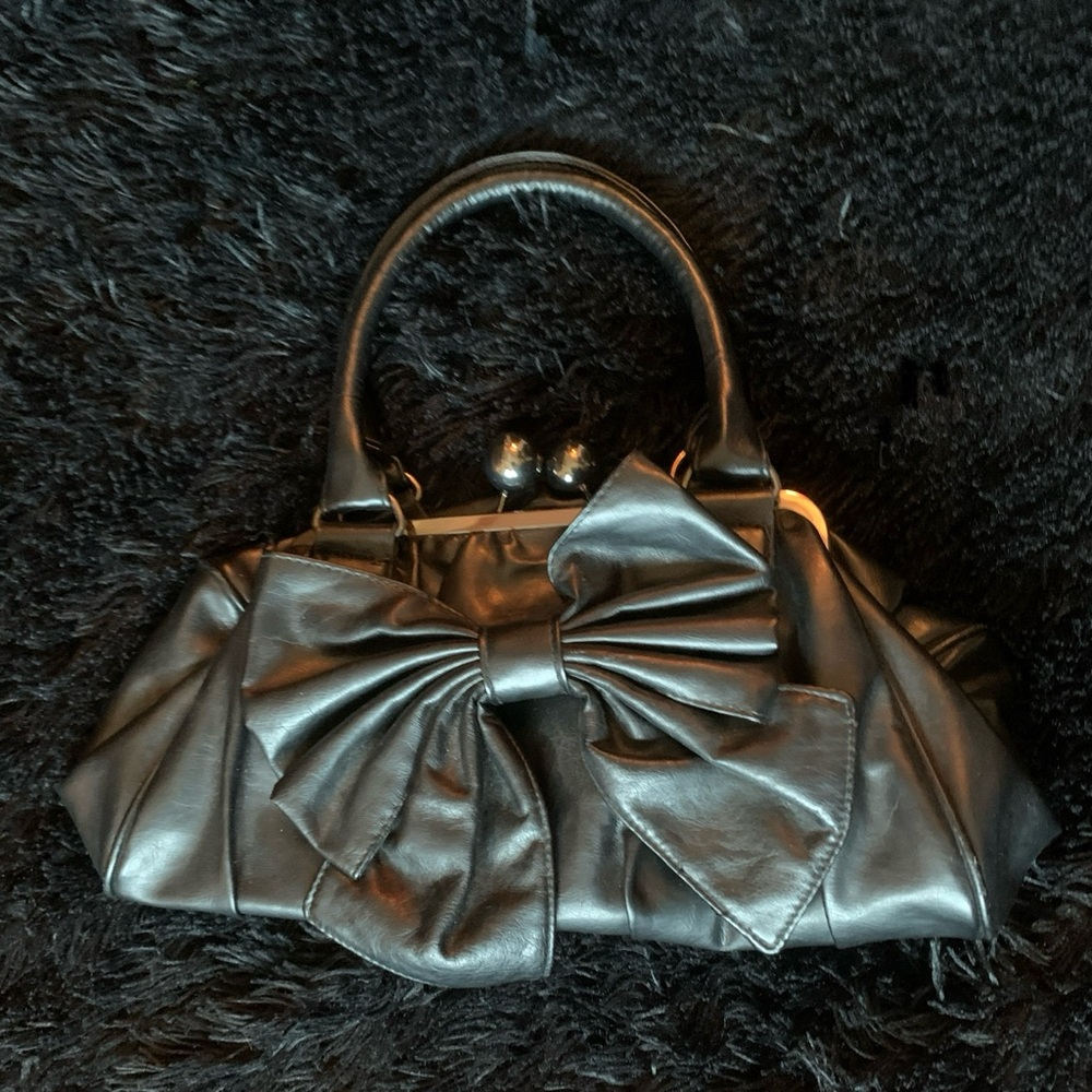 Stylish Black Handbag with Bow